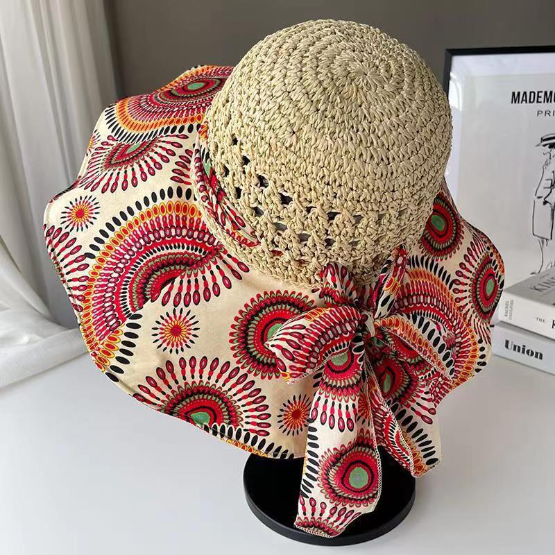 Floppy Sammenleggbar Dame Dame Strå Strand Solhatt Sommer UV-beskyttelse Reise Bredbremmet Caps