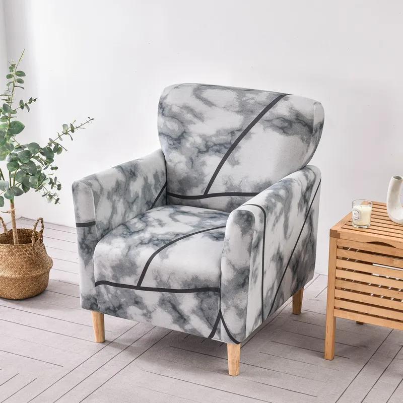 1Pc Printed Soft Armchair Covers Elastic Club Tub Chair Slipcovers Single Sofa Covers Home Bar Counter El