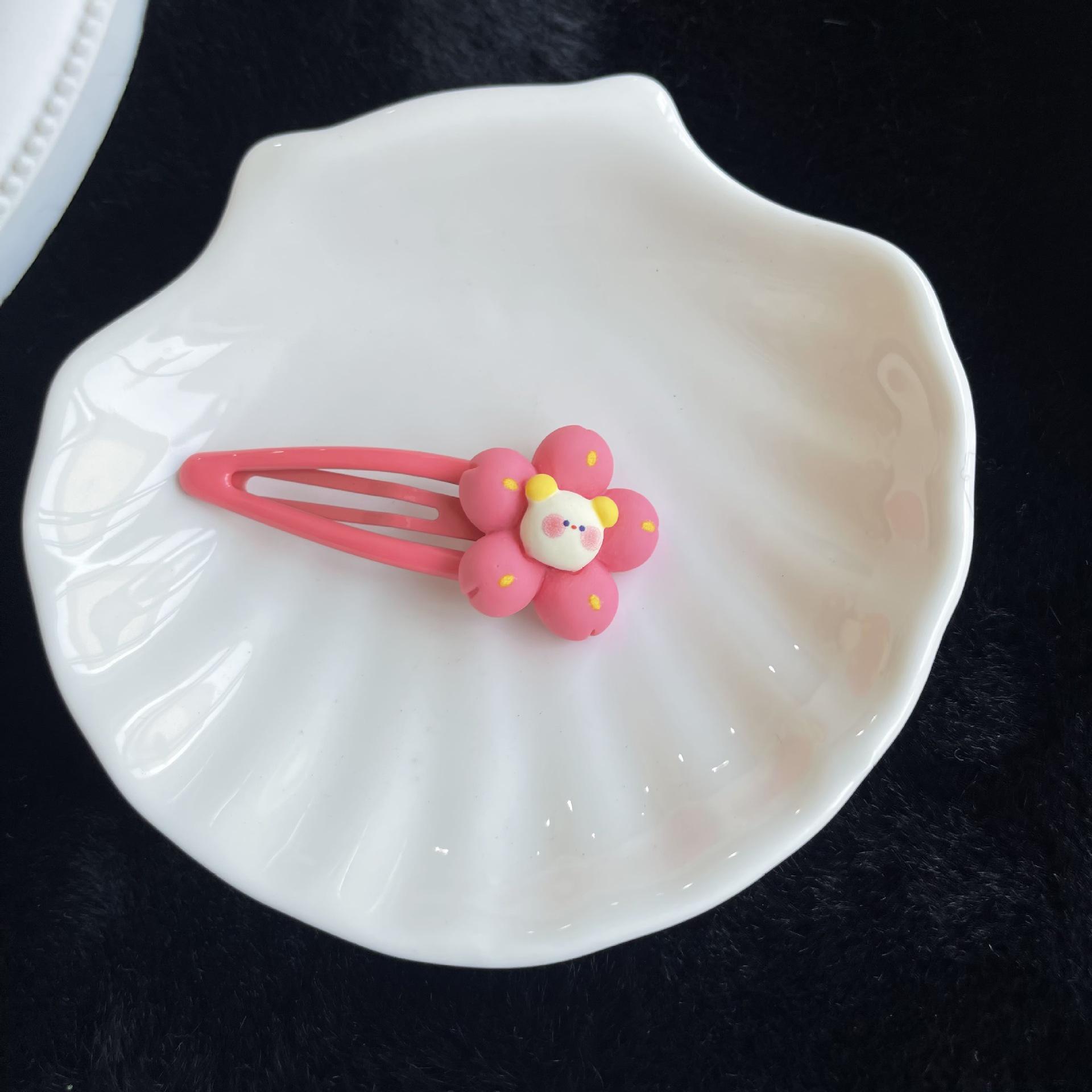 

Watermelon Pink BB Clip Cartoon Flower Dessert Hair Clip - Girlish Sweet Side Clip Student Hair Accessories