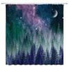 Space Shower Curtain Himalaya Mountain Tops At Starry Night Time with Stars Earth Cosmos Cloth Fabric Bathroom Decor with Hooks