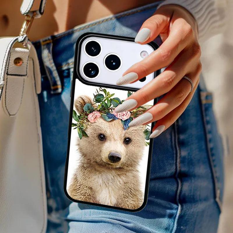 Raccoon Fox Animal Flower Phone Case For iPhone 17 Air 14 15 13 12 Max Cover For Apple 16e 11 Pro Max Plus Coque