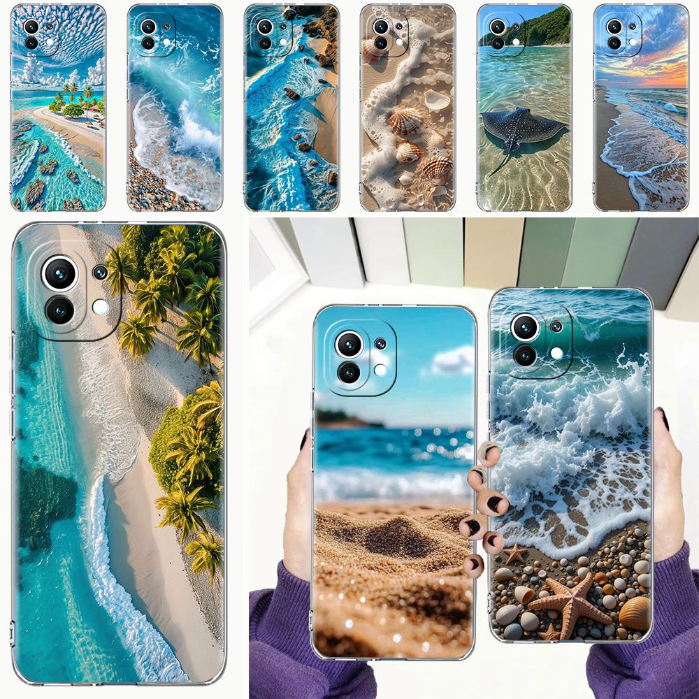 Case For Xiaomi Mi 15 14 13 12 11 Lite 15T 13T 12T Pro Poco X7 X6 X5 Pro 5G X3 NFC F7 F6 F5 Cover Seaside Scenery Wave Beach