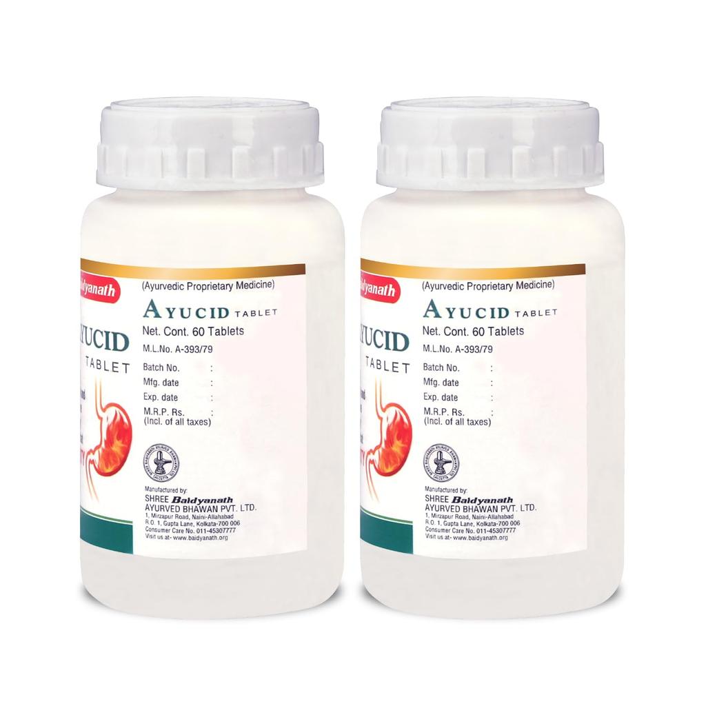 Baidyanath Ayurved Ayucid Tablets Pack of 2 for Acidity, Indigestion and Stomach Comfort, Herbal Ayurvedic Digestive Support