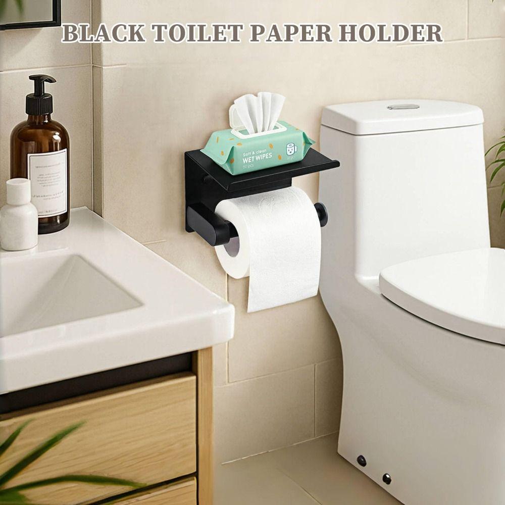 Stainless Steel Toilet Paper Holder Rustproof Anti Fingerprint Tissue Roll Holder Self Adhesive Wall Mounted