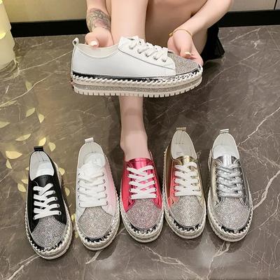 2024 Sneaker Dicke Sohlen Lässig PU Walking Flats Schuhe mit dicker Sohle Damen-Sneaker