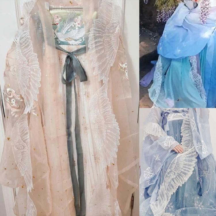 Châle en Dentelle Aile de Papillon Fille Costume Ancien Chinois Foulard Châle de Soirée