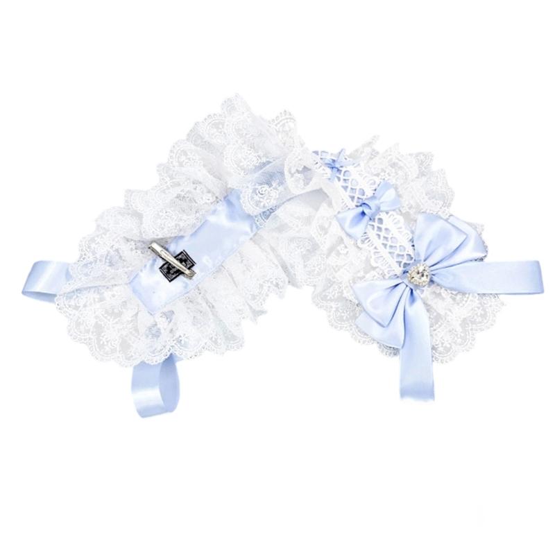 Elegant Ribbon Hair Clip Headpiece With Lace Ruffle Trim Design For Women And Girl Anime Event Gathering Hair Ornament