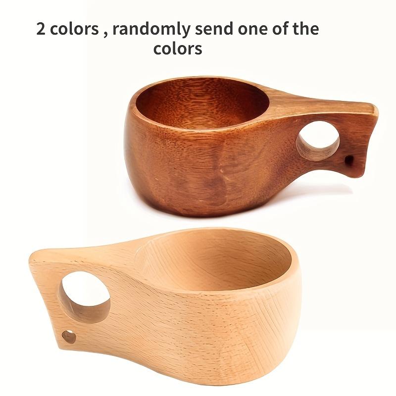 Non-Toxic Hand Carved Solid Lotus Wood Cup Kuksa Finnish Tableware With Handgrip Travel Wine Beer Cups For Bar Kitchen Gadgets
