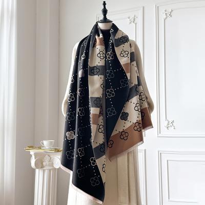 Luxuriöser Herbst- und Winter-Kaschmirschal Damen Neu Warme Pashmina Decke Poncho Schals Mode Druck Schal Dickes Foulard Bufanda