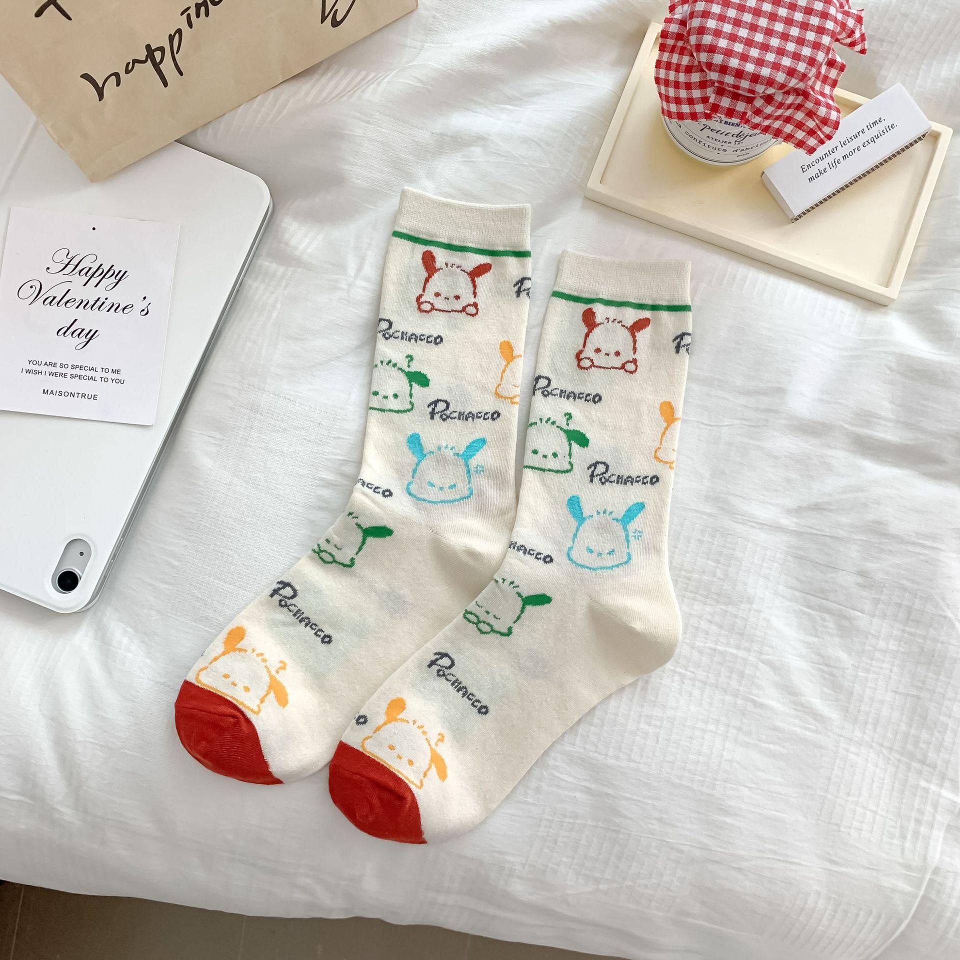 

Cute Cartoon Socks For Girls Sweet Girl Mid-Leg Socks Preppy Style Comfortable Cotton Socks Sweat-Absorbing And Breathable Stockings