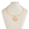 Gold Metal Thin Choker Adjustable Summer Necklace Fashion Sun Pendant Neck Chain  for Women