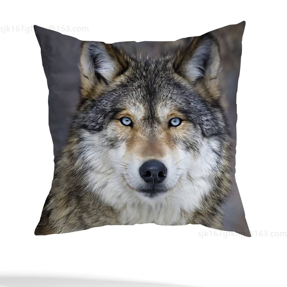 

Wolf Pillow Case Square Double-Sided Printing Short Plush Sofa Cushion Cover Bedroom Bedside Pillow 12x12Inch