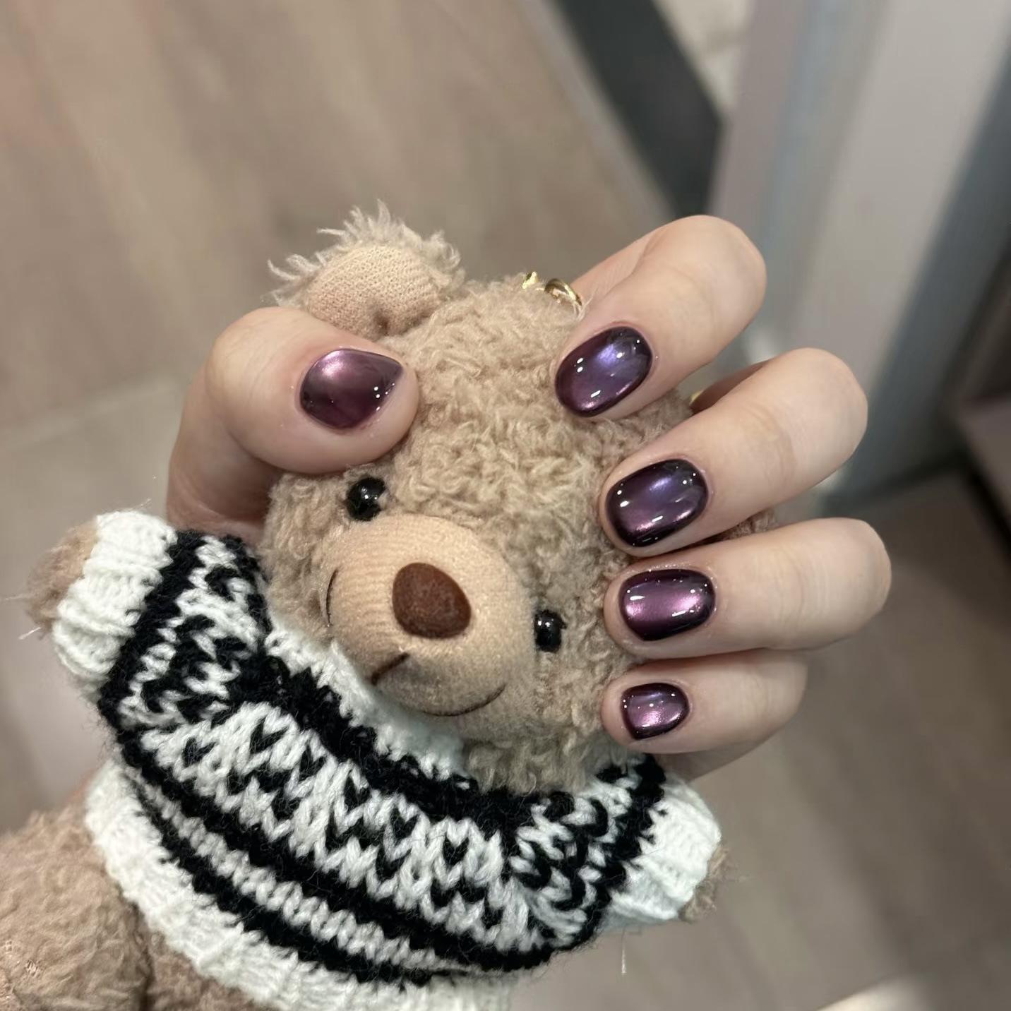 Elegant Handmade Purple Nail Art: Internet Celebrity-Inspired New Year Style XS