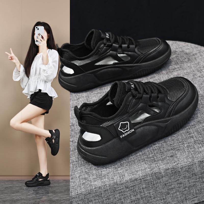 

Woman s Breathable Hollow-out Sneakers Lightweight Casual Shoes Fashionable Open-toe Footwear Summer Daily Wear 42 чорний