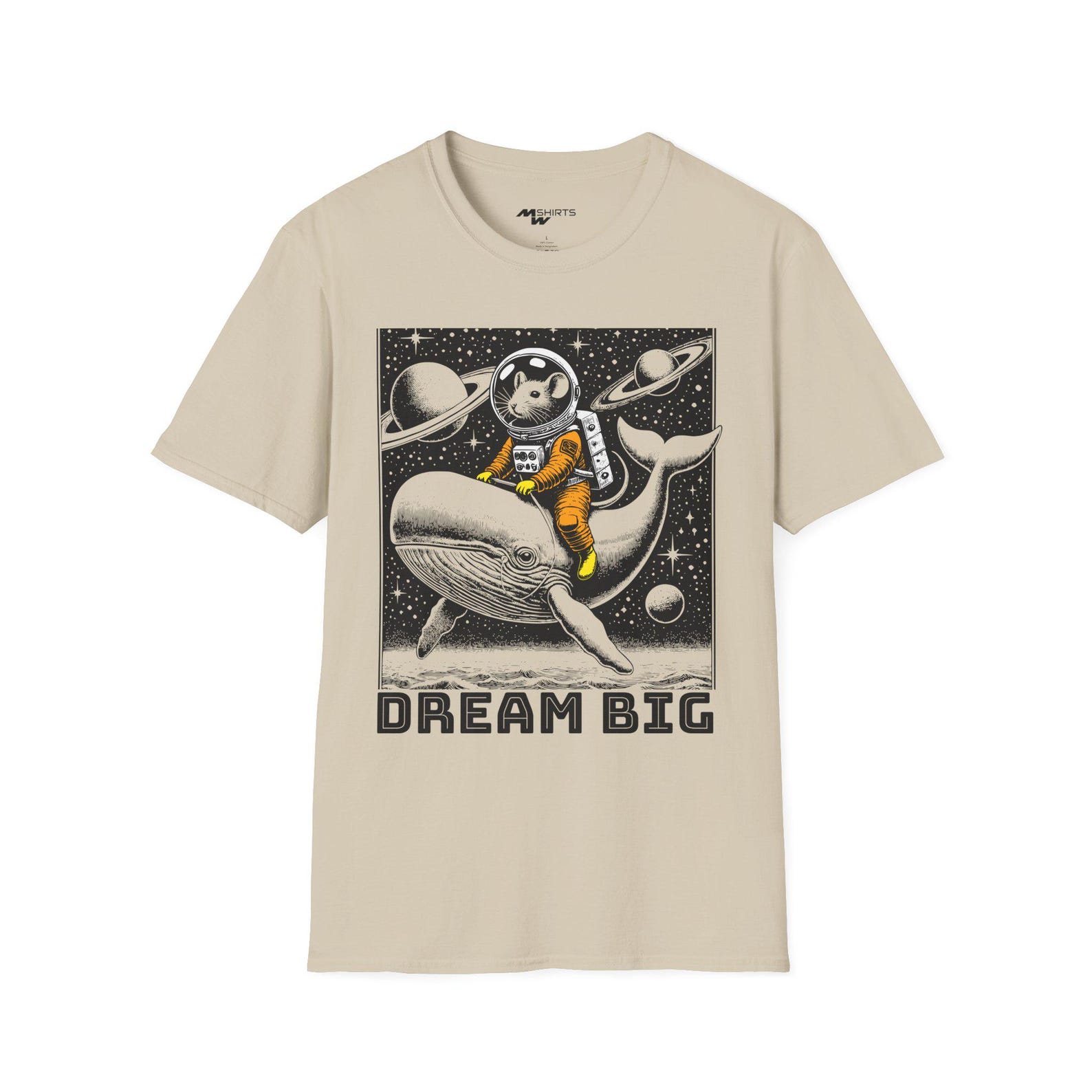 Astronaut Mouse Whale T-Shirt: Dream Big Galaxy Graphic Tee 4XL