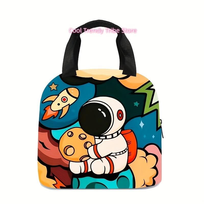 Cosmonaut 3D Printed Canvas Meal Bag for Unisex, Handbag Ice Bag Lunch Multi Functional Meal Insulation Meal (Non-Fo