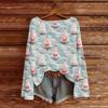 Ladies' Fashionable Casual Long Sleeved Christmas Printed Round Neck Knitted Yarn