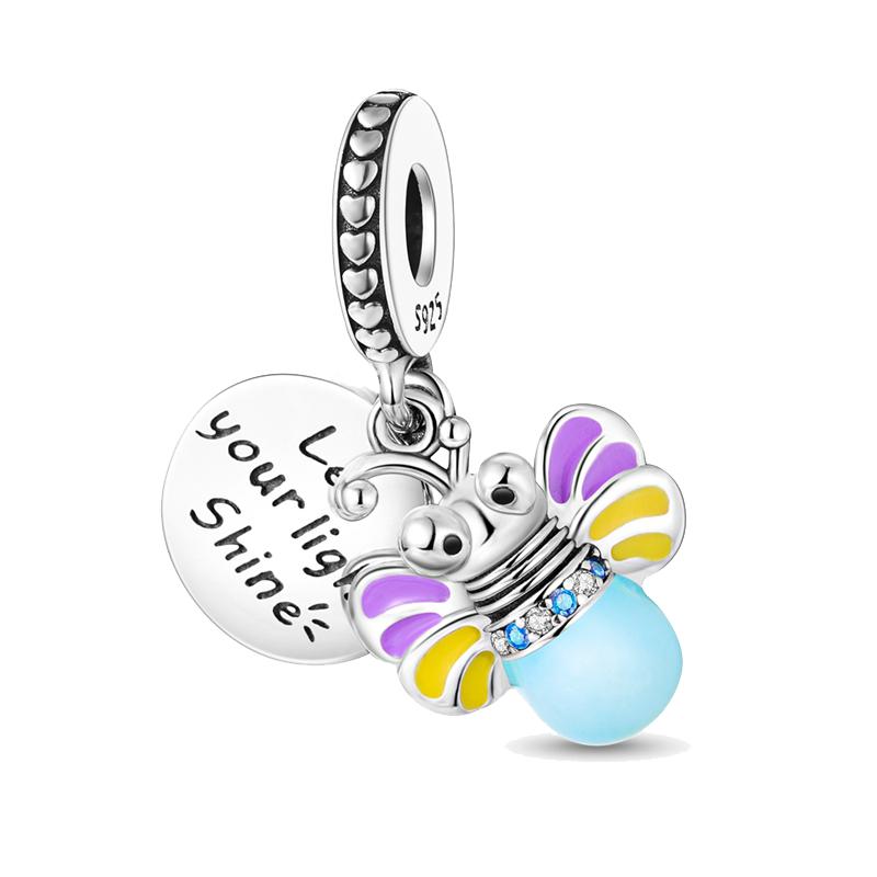Authentic Original Luminous Golden Firefly Charm Bead Components Copper Metal Bead Components Compatible With Bracelet High Quality Fine Jewelry High