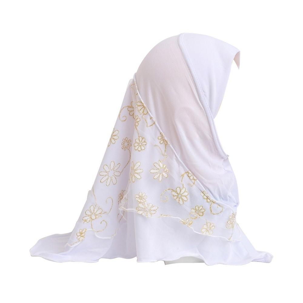 Elastic Solid Kids Turban Cap Flower Net Instant Headscarf Can Fit Islamic Scarf Shawl Islamic