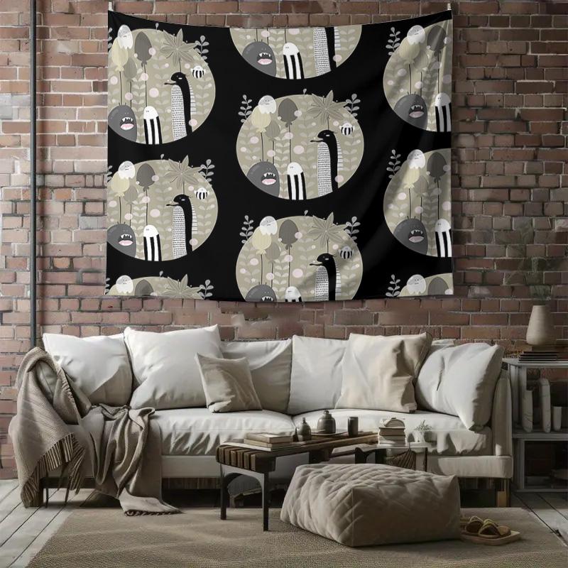 Bohemian Wall Tapestry Nature Forest Trees Birds Animals Home Decor Room Divider Backdrop Aesthetic Dorm Wall Hanging Gift