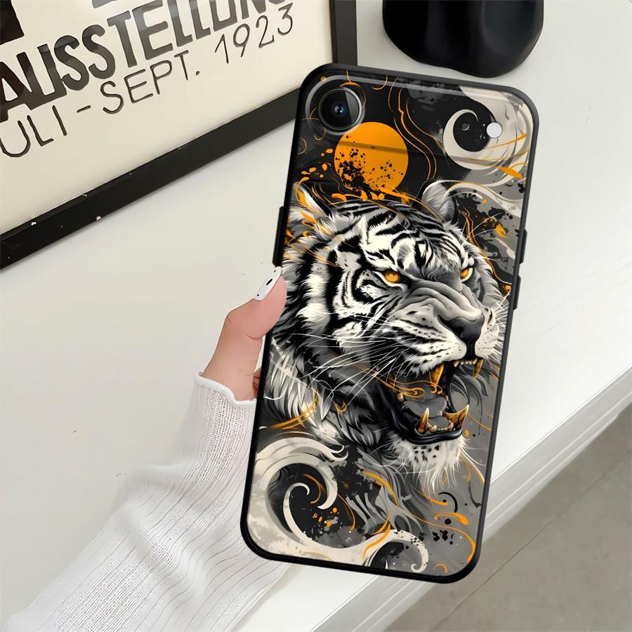 Funda Phone Cover Case for Apple iPhone 17 Pro Max 16 13 14 XR XS MAX 15 Pro 7 8 11 12 Air Cool Silver Tiger