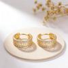 14k Gold-Plated Zirconia Ear Cuff with Diamond Inlays - Great Wall Pattern Women's Fashion Hoop Earring