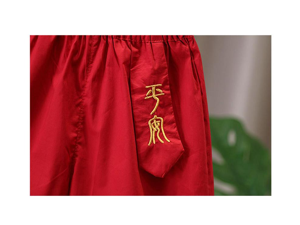 Chinese Style Summer Hanfu Set: Baby Boy's 1st Birthday Retro Short-Sleeved Tang Suit
