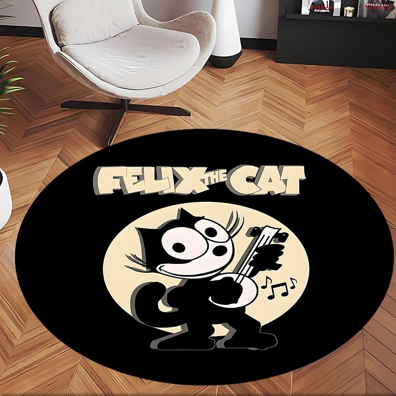 Kedi Felix (1) Ofis için Yuvarlak Halı Ofis, Yatak Odası, Oturma Odası ve Ev Alanı için Dekoratif Yer Halısı