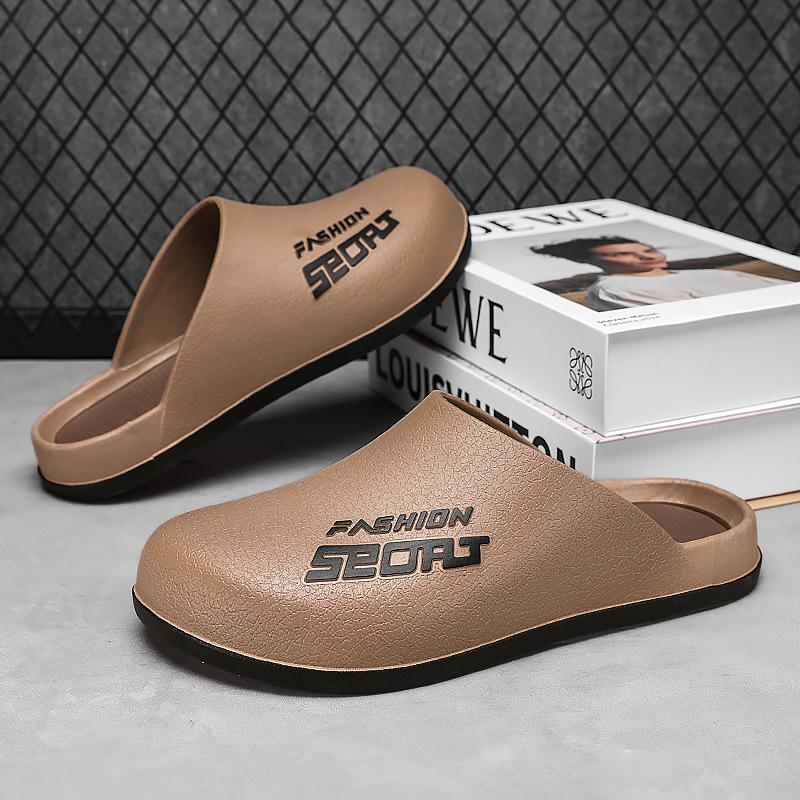 

One pedal heelless men s shoes cool slippers men s thick soles summer home indoor casual bag head half slippers outer wear 44-45