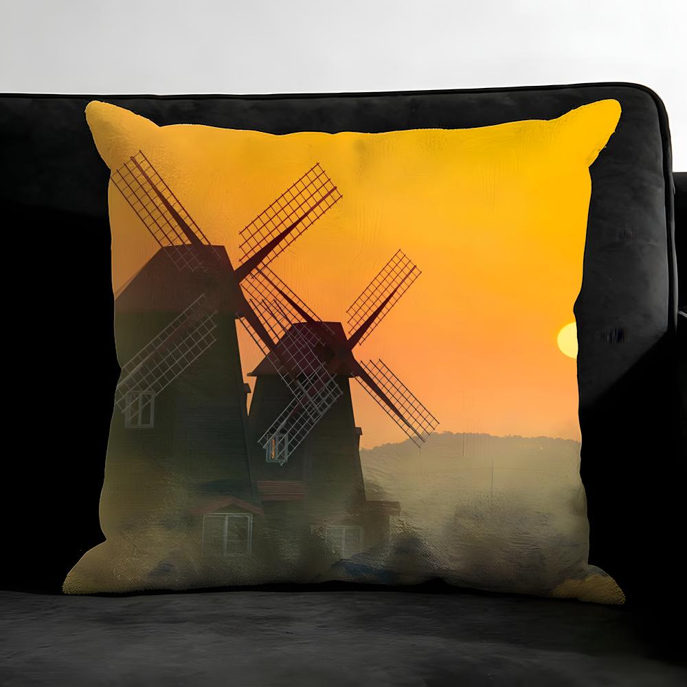 Windmill Fashion Cushion Cover Pillowcase Ultra Soft Skin Friendly Fabric Cloud Like Comfort & Concealed Zipper