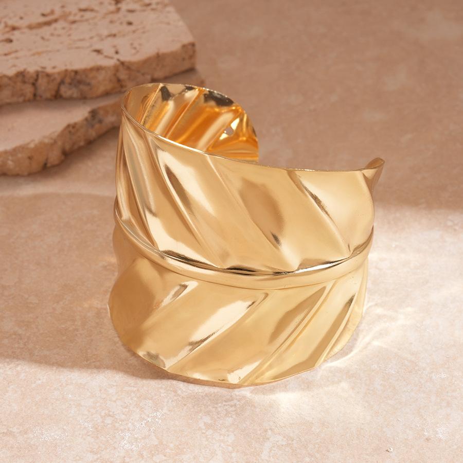 Металлический геометрический узор с листьями открытый браслет тяжелая промышленность личность нишевый уникальный преувеличенный ювелирное изделие