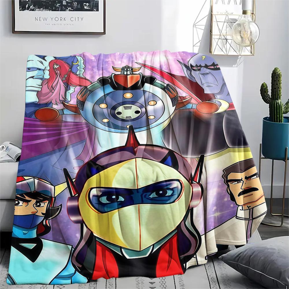 1PC Grendizer Goldorak Print Flannel Blanket, High quality Comfortable for All Seasons, Home Decor, Warmth and Comfort, Perfect for Christmas Gifts