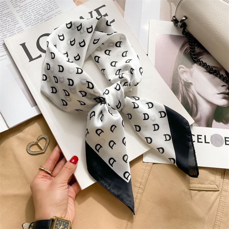 

Роскошный квадратный шелковый шарф с принтом букв для женщин, хиджаб, повязки для волос, 70 см, шейный платок, женская атласная шаль, лента, повязка на голову