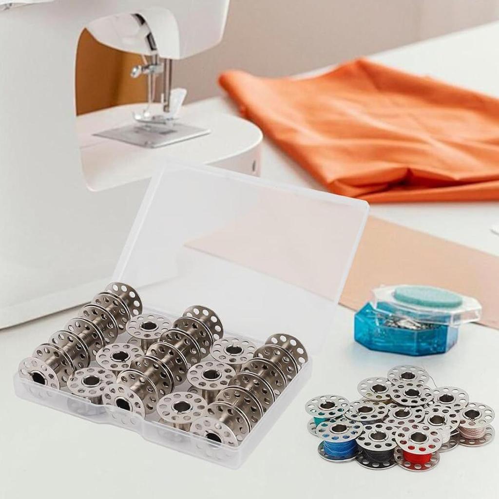 Sewing Bobbins 25 Pieces Stainless Steel Home Supplies With Storage Box Walking Foot Sewing Machine Bobbins For Crocheting Class
