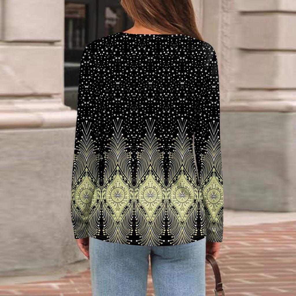 Long Sleeve Shirts For Women Cute Print Graphic Tees Blouses Casual Plus Size Basic Tops Pullover