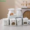 White Ceramic Aromatherapy Oil Burners - Hollow Out Flower/Leaf Design Wax Melt Warmers for Home Decor (Assorted Shapes)