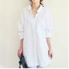 Spring and Summer Women's Shirt Loose Large Size Long Cotton and Hemp Texture Dress Shirt Style