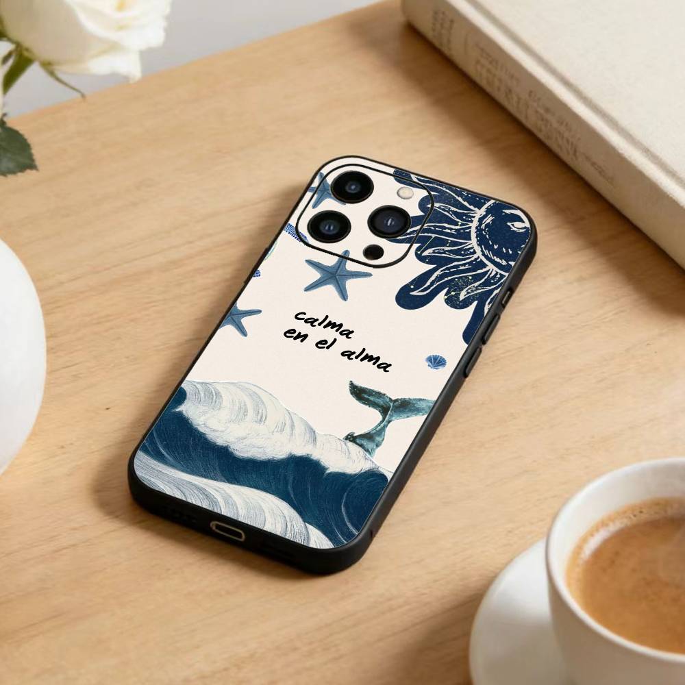 Whale Fall-Art Phone Case For iPhone 17 16 15 14 13 12 Max Plus Silicone Black Cover