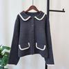 Autumn and Winter New Retro Contrasting Colors Hong Kong Flavor Knitted Cardigan Soft Waxy Design Temperament Loose Sweater Jacket Women