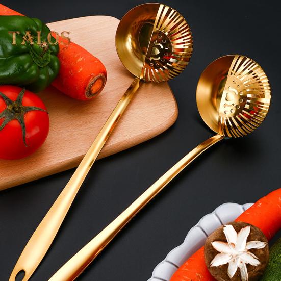 Nerezová skimmerová lžíce na smažení Vaření 2 v 1 štěrbinová lžíce s dlouhou rukojetí Cedník sítko Naběračka na těstoviny Hotpot nudle