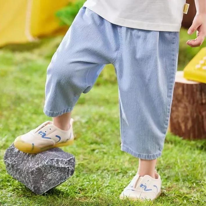 Children's Summer Simple Denim Pants Kids Pants Baby Elastic Waist Casual Thin Washed Jeans
