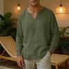 Men's Linen V-Neck T-Shirt Loose Fit Casual Summer Top