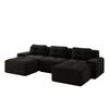 Modulares Sofa Wolke Knochenloses U-förmiges Sofa mit Hocker, 3-Sitzer Cord-Wolkensofa für Wohnzimmer, Montagefreies Sofa, Schwarz