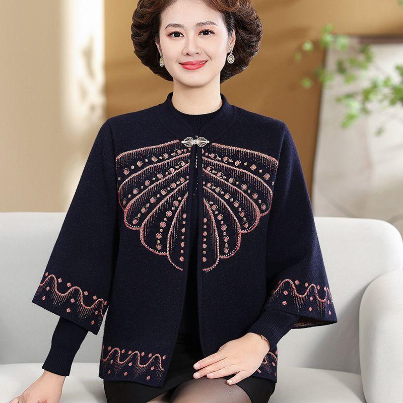 2PCS Knitted Tops Autumn/Winter Women Printed Cardigan Pullover Sweater Two-piece Plus Size Open-front Knitted Cardigan Comfortable Sweater Outfits