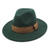 Fashion Blogger With Brown Wool Jazz Hat Vintage Big Brim Felt Top Hat