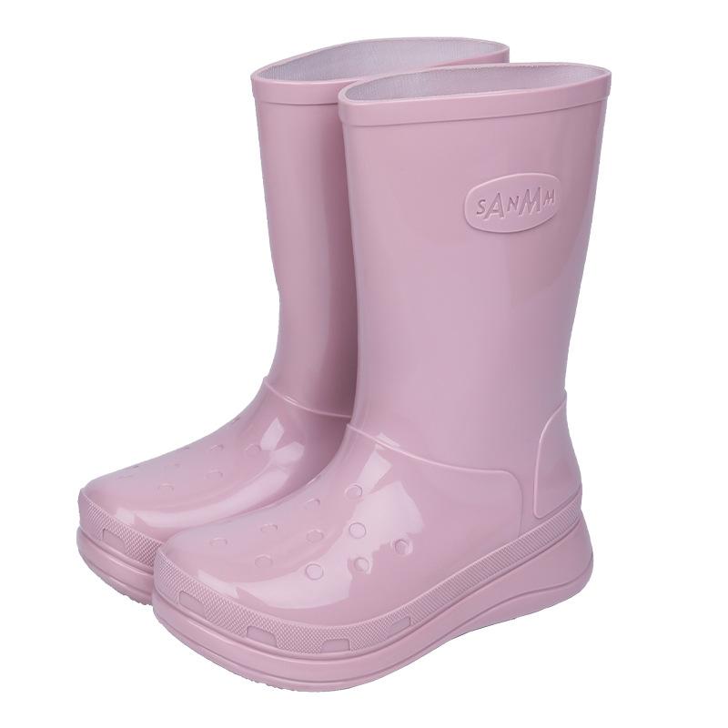 Water shoes rain shoes women's medium and high rain boots women's waterproof Japanese outer wear rubber shoes overshoes water boots