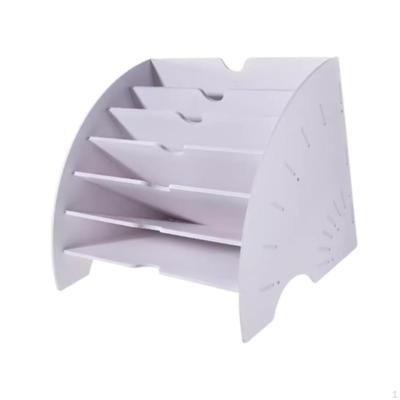 Fan Shaped Desk File Organizer Mail Holder 6 Compartments, Document Storage Rack for