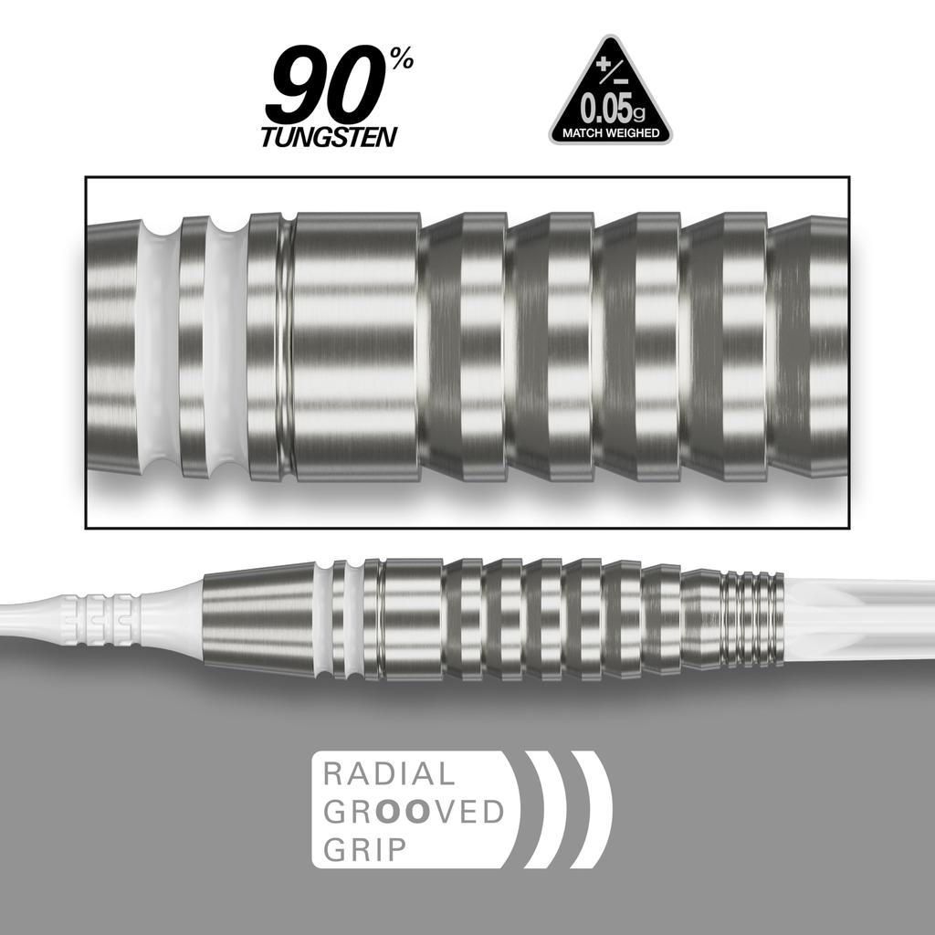 TARGET COLOURS GEN4 WHITE 90% Tungsten 19g 2BA Soft Tip Darts