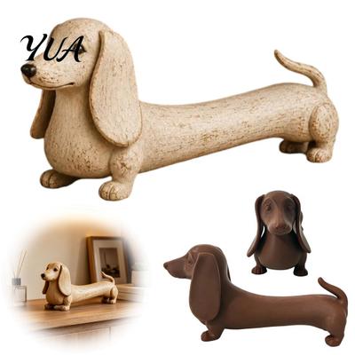 Desktop Figurine Decorations Vintage Dachshund Dog Figurine, Wiener Statue, Rustic Animal Tabletop Gifts for Lovers Decor Ornament, Cute Puppy