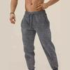 Men Pants Drawstring Elastic Waist Ankle-banded with Side Pocket Solid Color Jogging Training Fitness Long Trousers Casual Sport Sweatpants